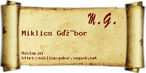 Miklics Gábor névjegykártya